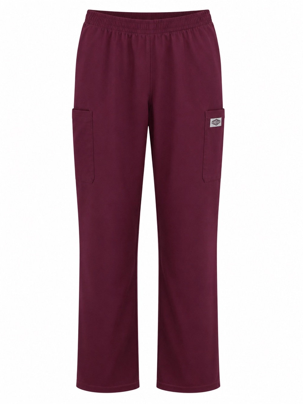 ScrubZone Womens Cargo Scrub Pants Wine Elastic Waist Medical Uniform